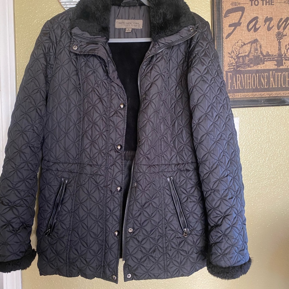 Marc New York Charcoal Quilted Puffer Coat
